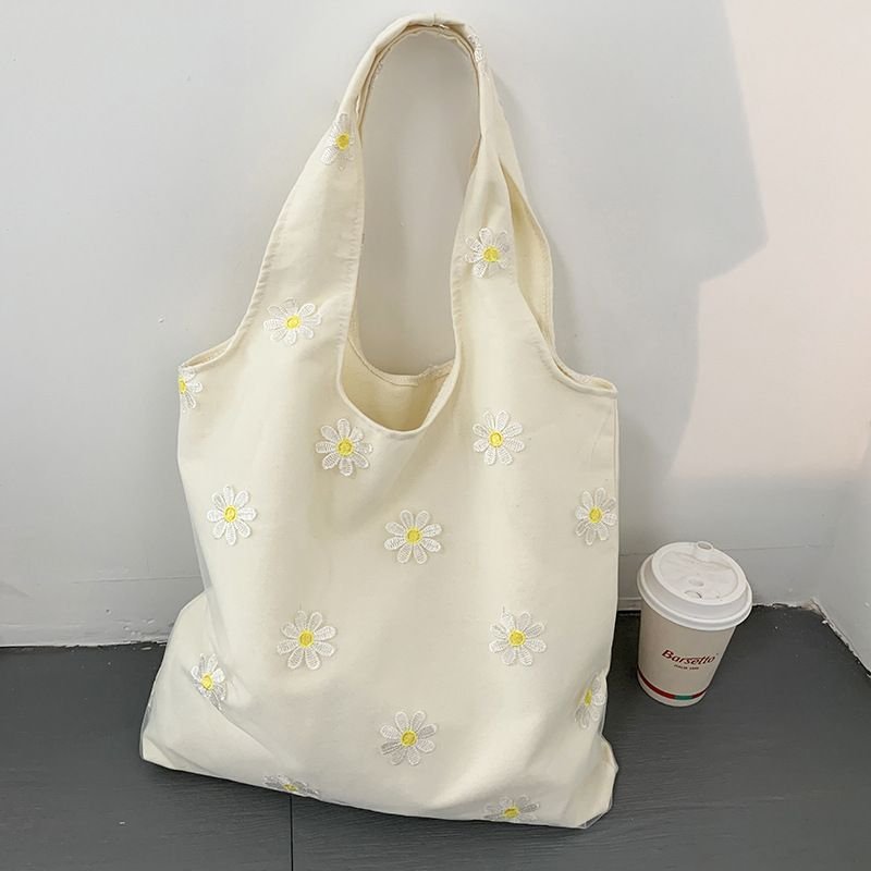 Women Fashion Creative Embroidered Black Butterfly Lace Large Capacity Canvas Tote Bag