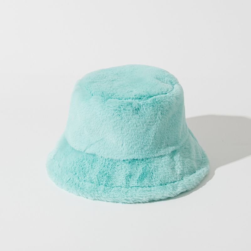 Autumn Winter Women Fashion Solid Color Plush Warm Bucket Hats