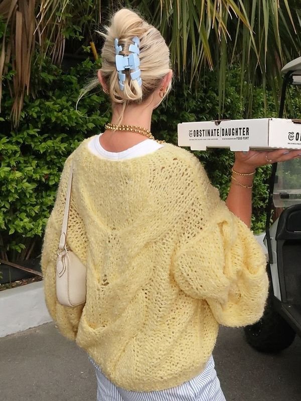 Autumn Winter Women Fashion Loose Round Neck Long Sleeve Knitted Sweater