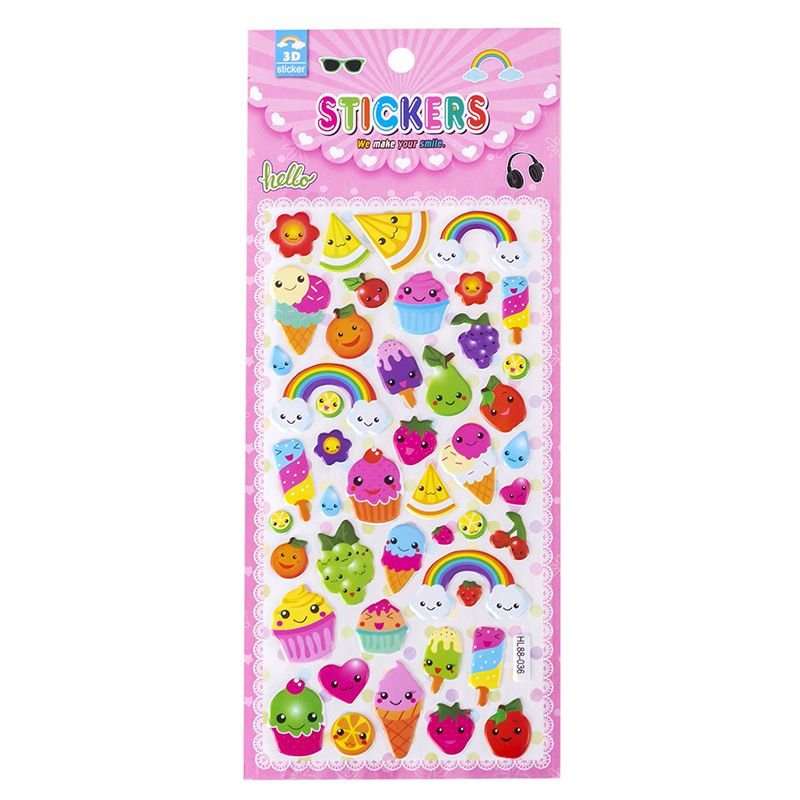 Cartoon Cute Rainbow Fruit Car Pvc Stereo Bubble Sticker