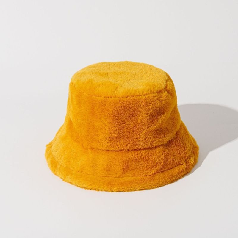 Autumn Winter Women Fashion Solid Color Plush Warm Bucket Hats