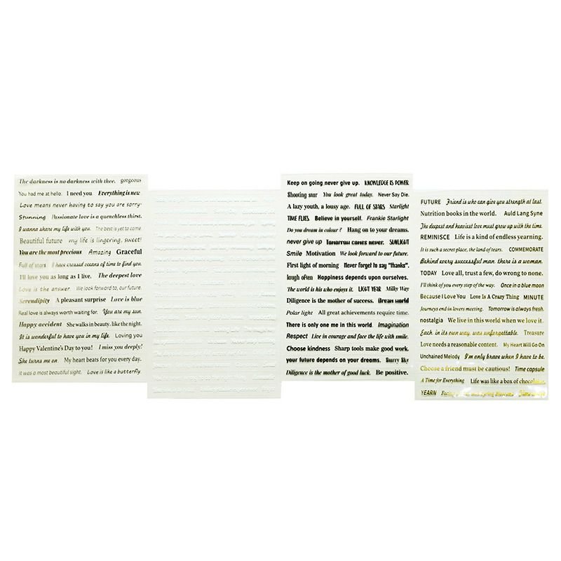 Simple Star Track Diary Series Bronzing, Silver And White Ink English Stickers