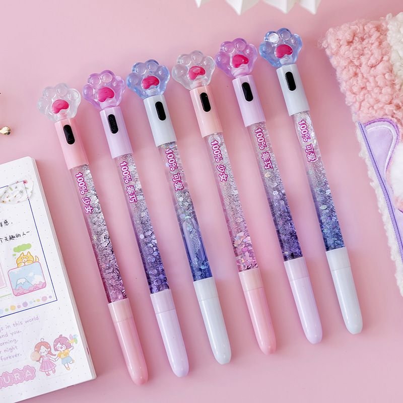 Simple Creative Cute Cat Claw Luminous Quicksand Gel Pen Student Stationery