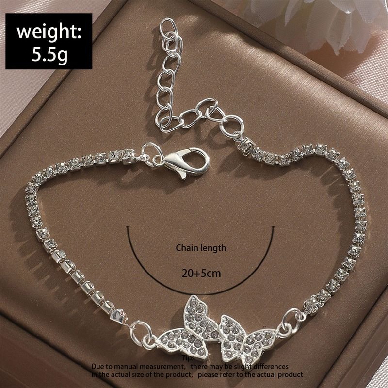 Women Fashion Creative Butterfly Rhinestone Anklet