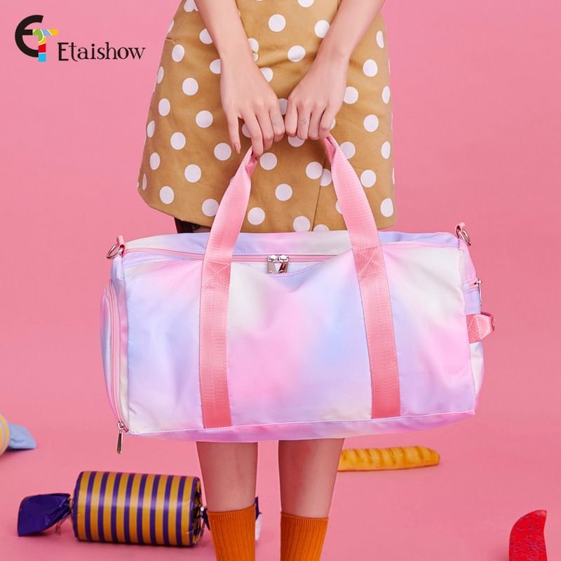 Women Portable Foldable Yoga Fitness Sports Travel Large Capacity Gradient Handle Shoulder Bag
