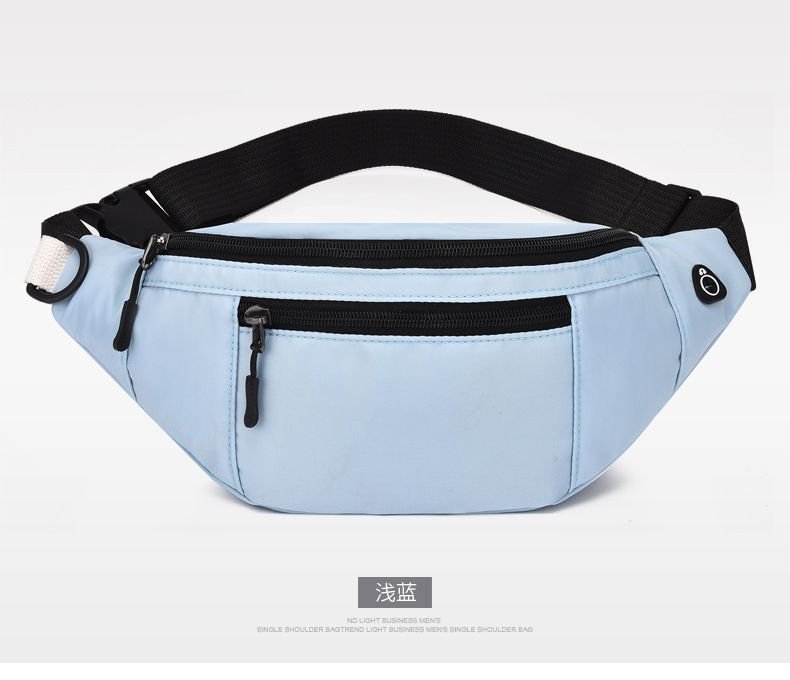 Women Simple Solid Color Multi-Zip Oxford Cloth Chest Bag