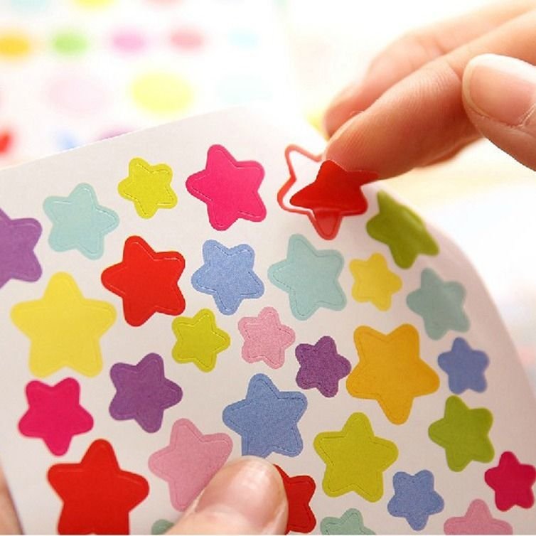Simple Cartoon Cute Colorful Dot Heart Star Decorative Sticker