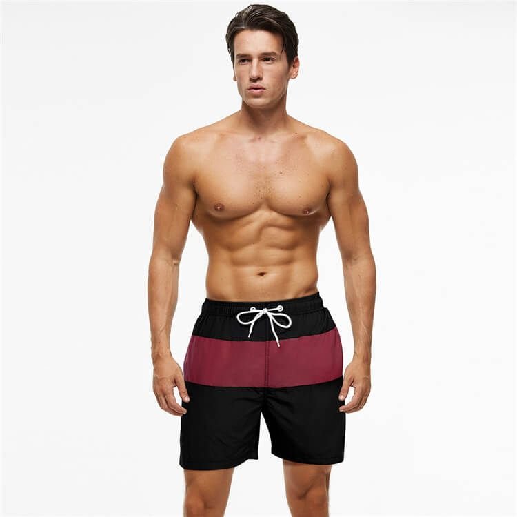 M-3XL Men Fashion Color Blocking Patchwork Loose Beach Shorts