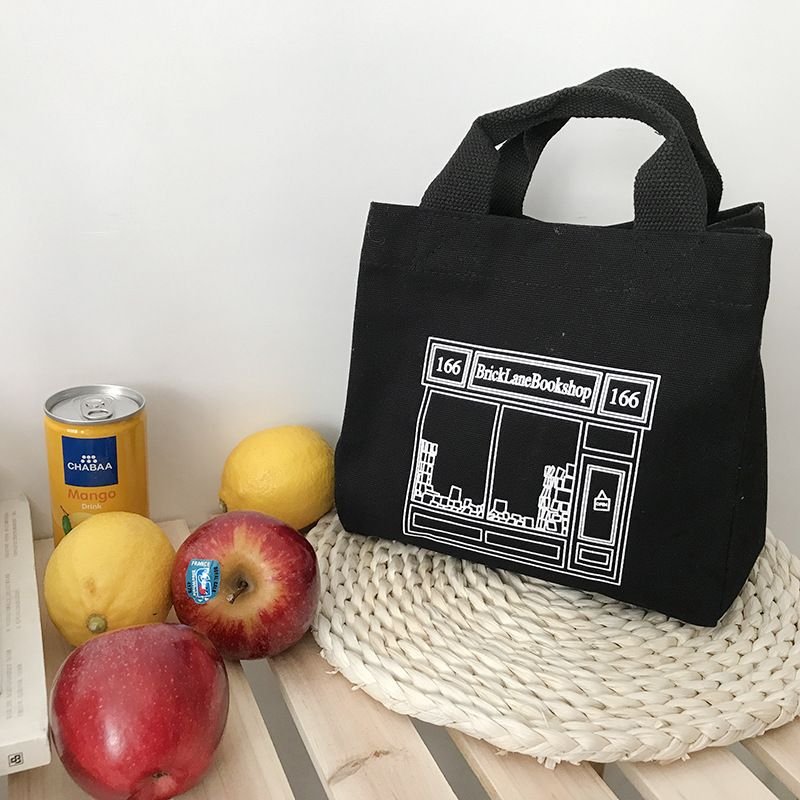 Women Leisure Alphabet Print Canvas Handle Bag