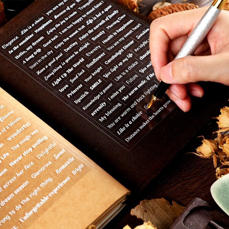 Simple Star Track Diary Series Bronzing, Silver And White Ink English Stickers