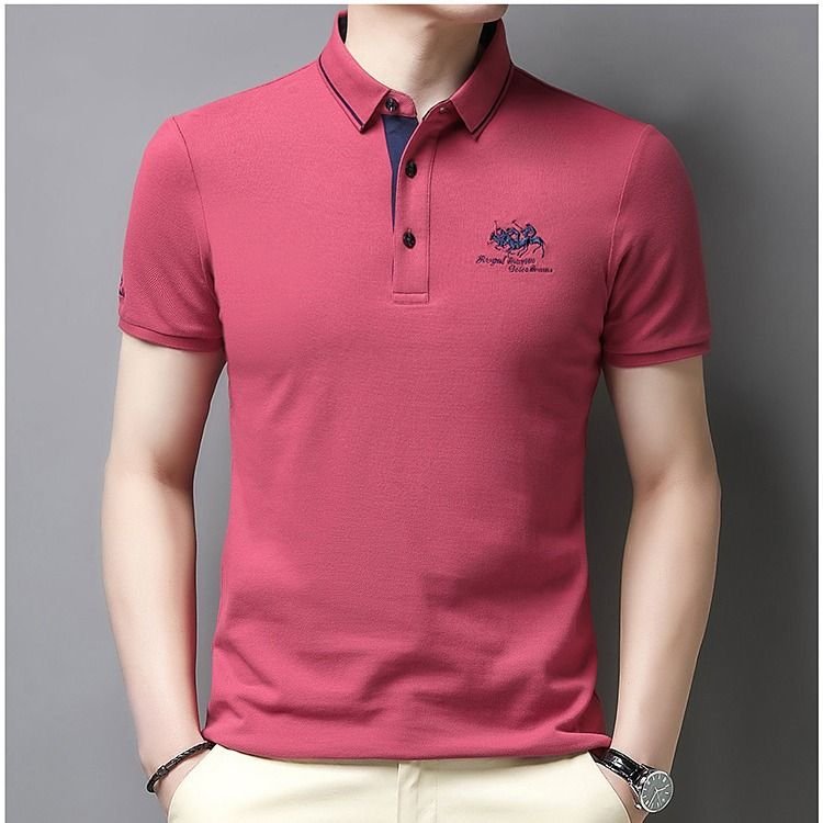 Men Fashion Casual Business Plus Size Short Sleeve Lapel POLO Shirt