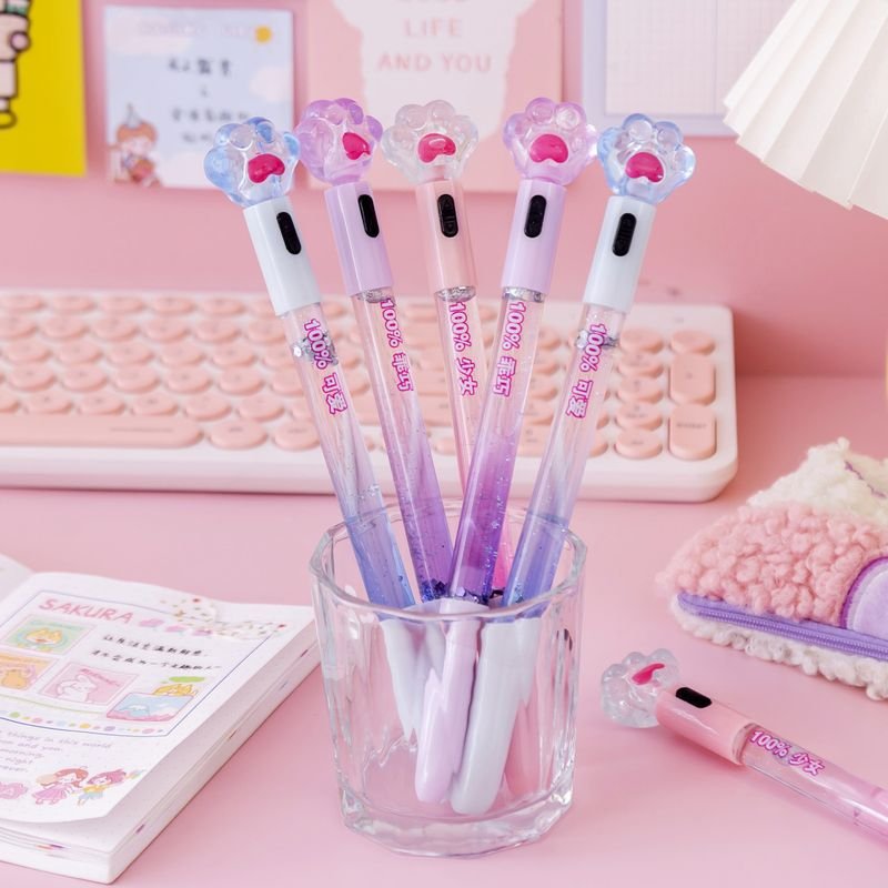 Simple Creative Cute Cat Claw Luminous Quicksand Gel Pen Student Stationery