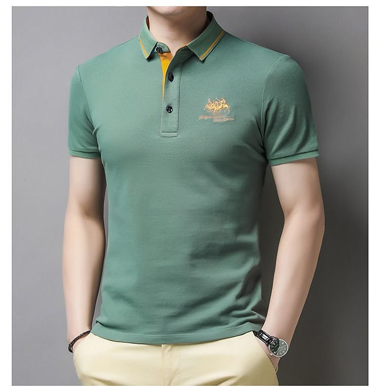 Men Fashion Casual Business Plus Size Short Sleeve Lapel POLO Shirt