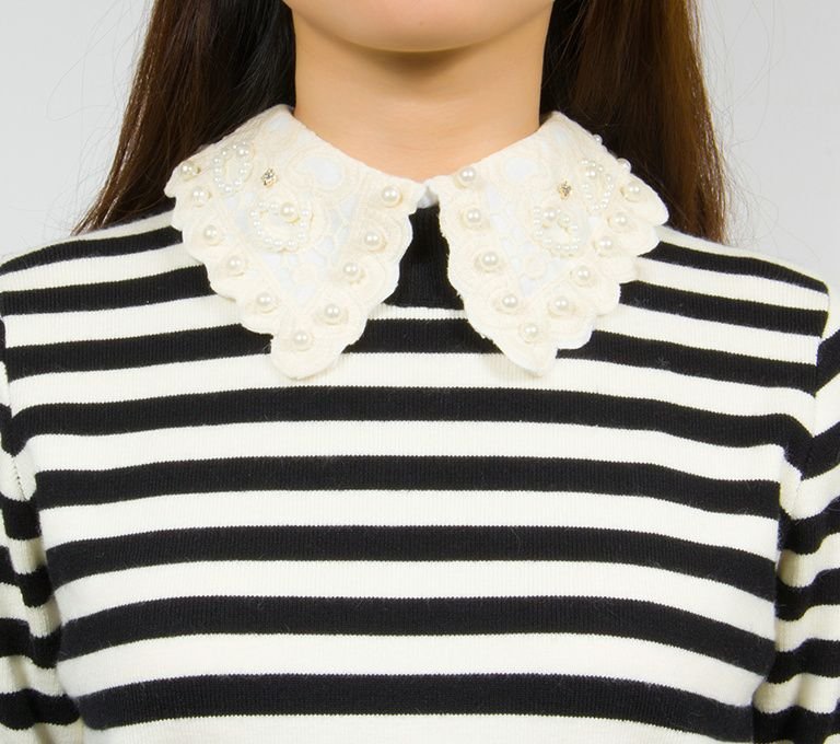 Fashion Luxury Women Winter Decorative Imitation Pearl Lace Collar