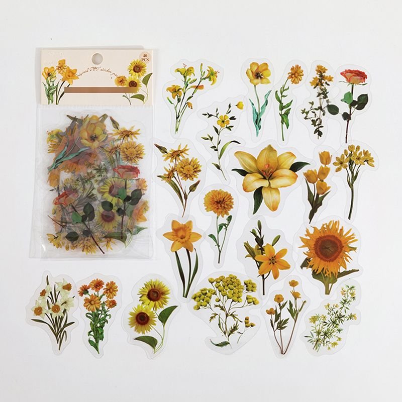 40Pcs/Bag Plant Flower Series Decorative Diary Sticker Scrapbook Planner Decorative Stationery Sticker