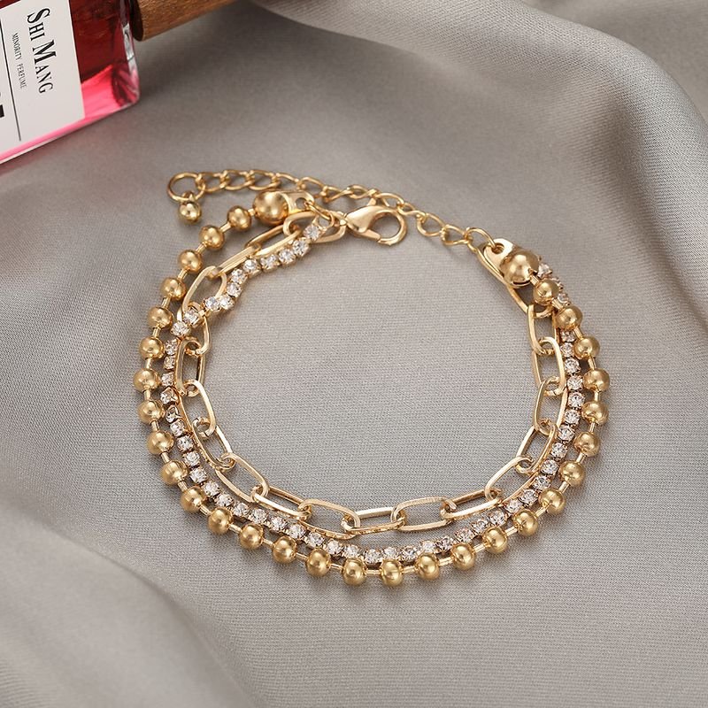 Fashion Women Rhinesttone Multi-Layer Golden Chain Anklet