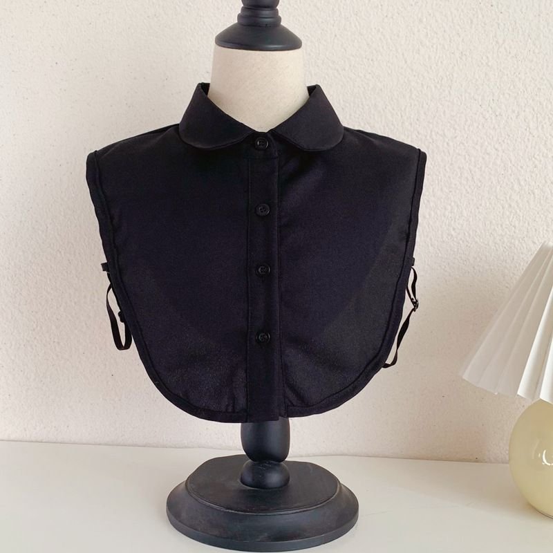 Women Fashion Solid Color Shirt Plaid Lace Fake Collar