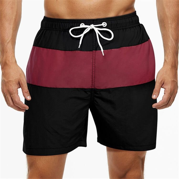 M-3XL Men Fashion Color Blocking Patchwork Loose Beach Shorts
