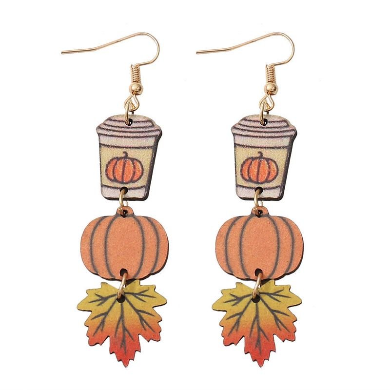 Autumn Thanksgiving Pumpkin Maple Coffee Cup Earrings