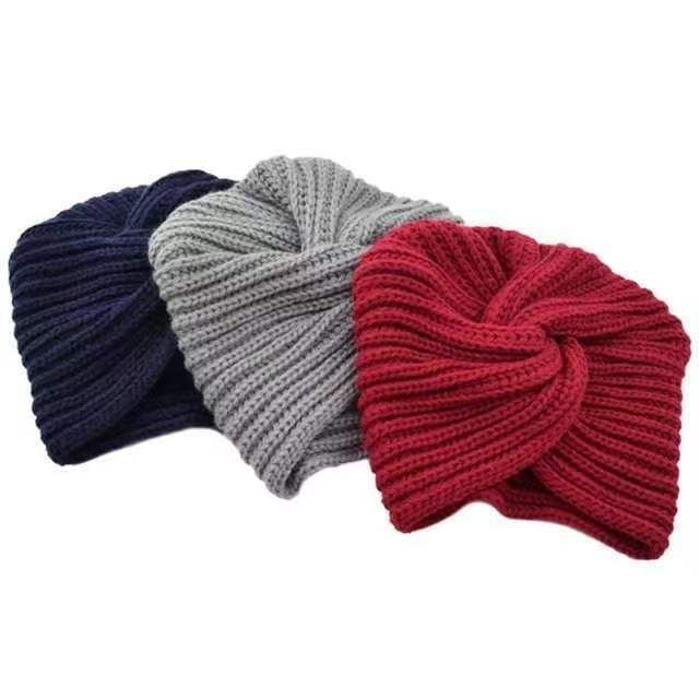 Women Fashion Imitation Cashmere Cross Wool Knitted Hat