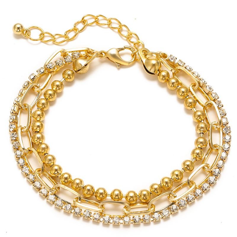 Fashion Women Rhinesttone Multi-Layer Golden Chain Anklet