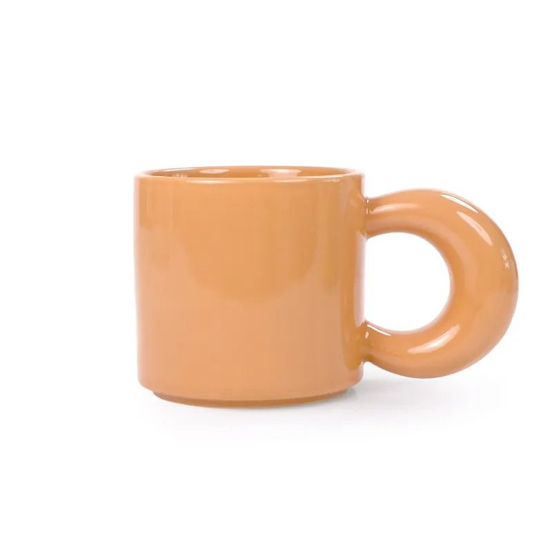 10 oz. Custom Logo Creative Solid Color Large Handle Coffee Mug