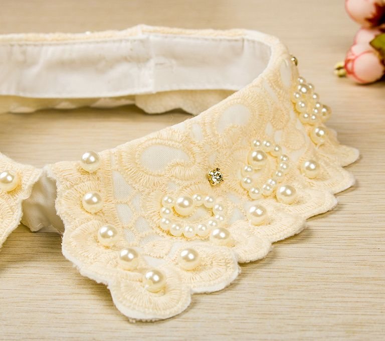 Fashion Luxury Women Winter Decorative Imitation Pearl Lace Collar