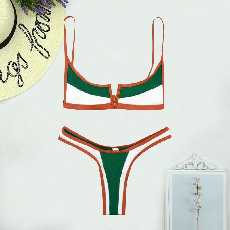 Women'S Sexy Color Contrast Bikini Set vacation Swimwear