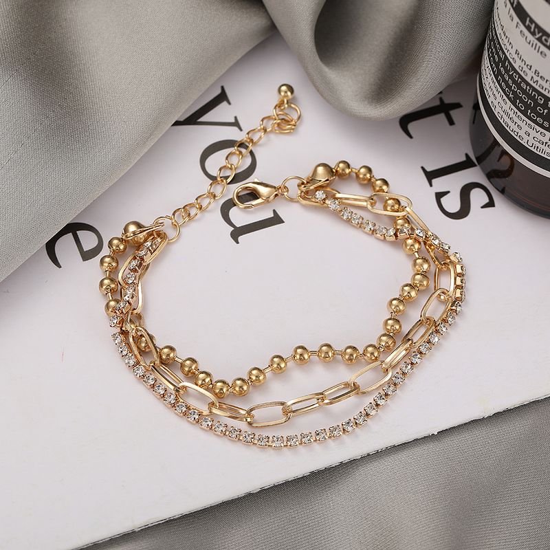 Fashion Women Rhinesttone Multi-Layer Golden Chain Anklet