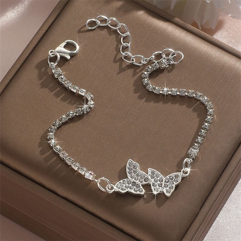 Women Fashion Creative Butterfly Rhinestone Anklet