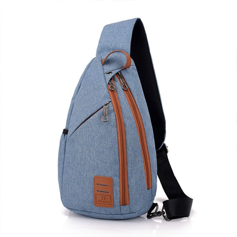 Men Casual Zipper Patchwork Outdoor Travel Chest Bag