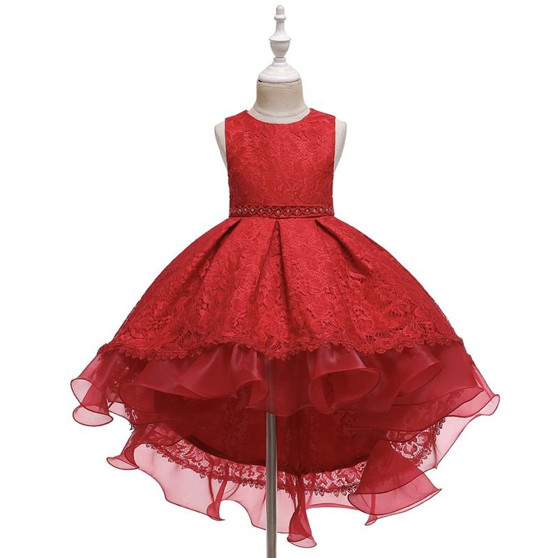 Kids Toddler Girls Fashion Flower Lace Sleeveless Party Tutu Dress