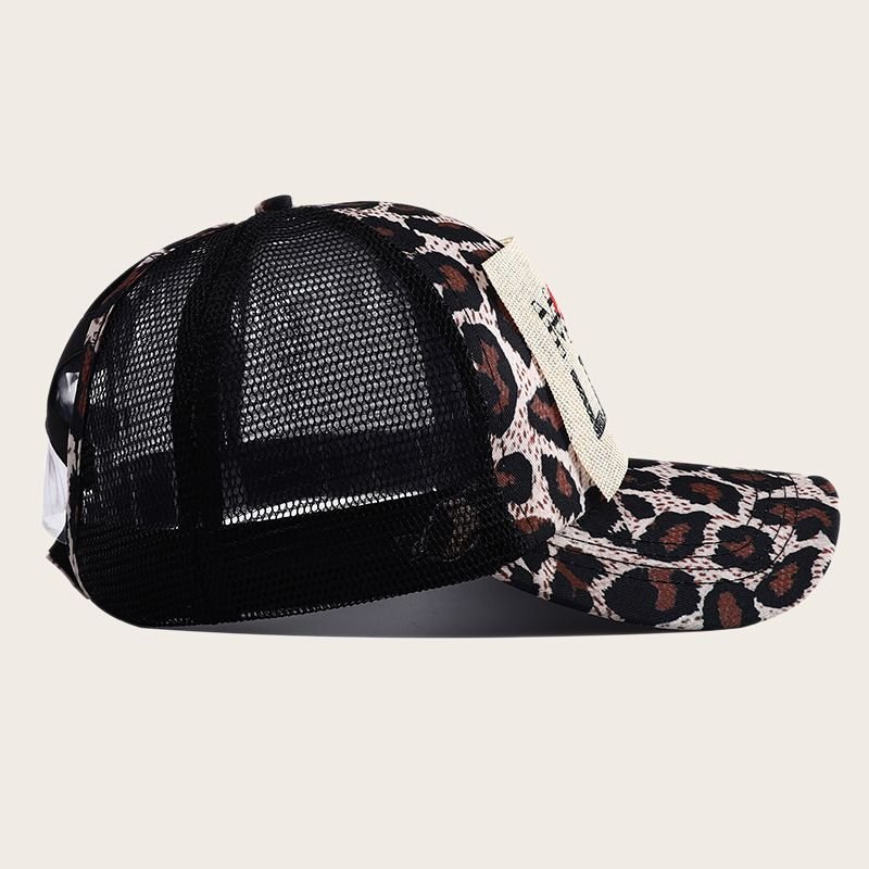 Women Fashion Leopard Cross Breathable Sunscreen Cap