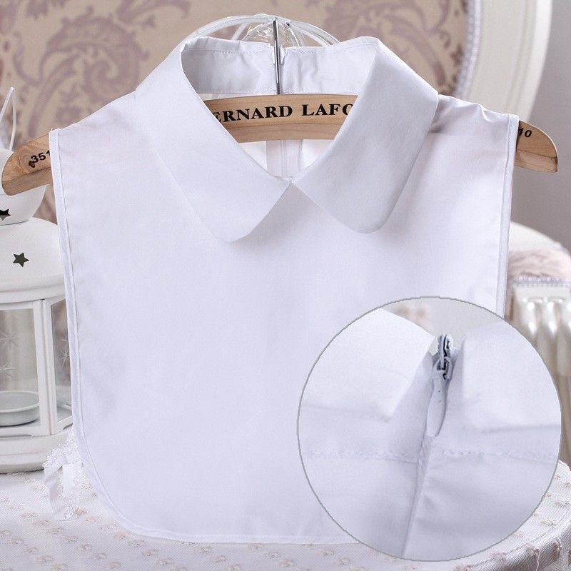Women Fashion Solid Color Shirt Plaid Lace Fake Collar