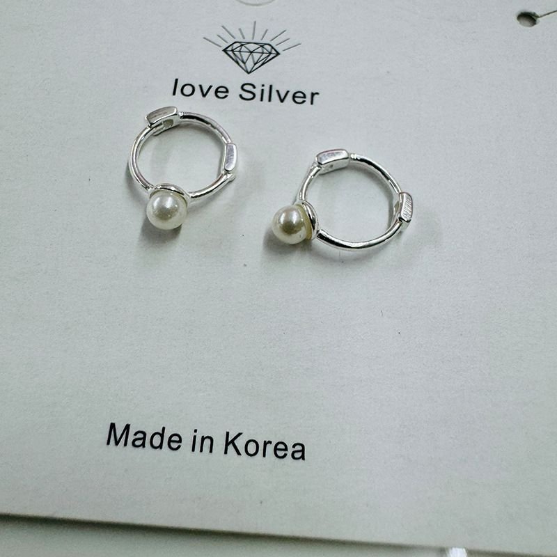 Women Fashion Simple Solid Color Pearl Plain Hoop Earrings