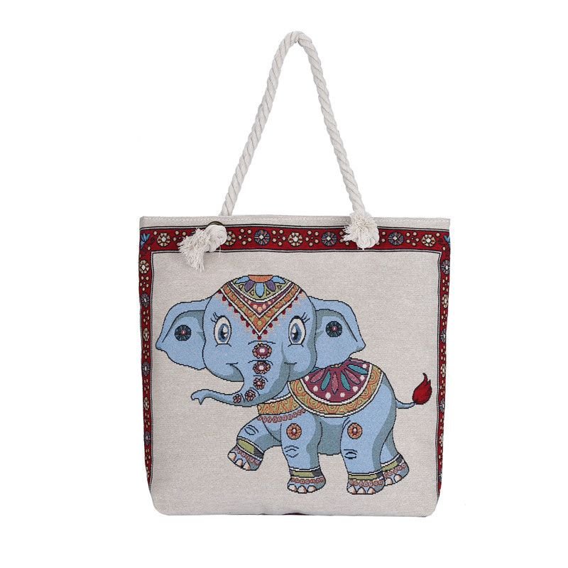 Fashion Cartoon Jacquard Canvas Tote Bag