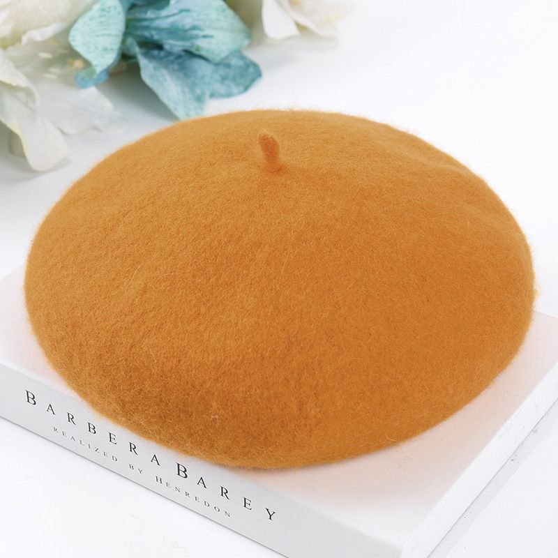Autumn Winter Women Fashion Solid Color Plush Breathable Wool Beret