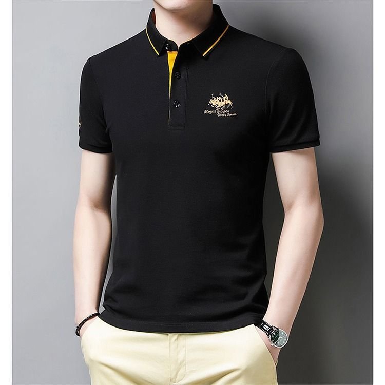 Men Fashion Casual Business Plus Size Short Sleeve Lapel POLO Shirt