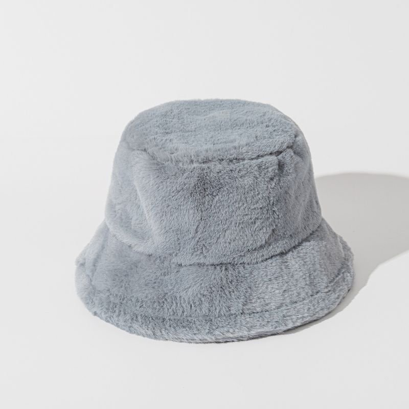 Autumn Winter Women Fashion Solid Color Plush Warm Bucket Hats
