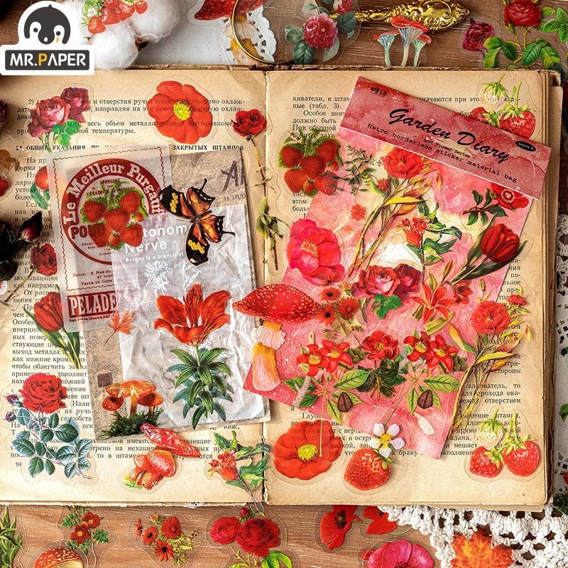 40Pcs/Bag Plant Flower Series Decorative Diary Sticker Scrapbook Planner Decorative Stationery Sticker